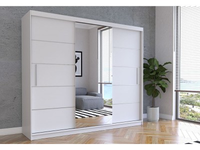 Гардероб с огледало ALBA (корпус бял/лице бял)